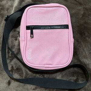 BRIXLEY Pink Crossbody Bag - Compact Pebbled Leather Shoulder Bag